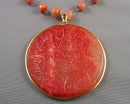 Calcite Crystal Necklace with Aztec Engraved Pendant (Vintage) H102-9