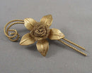 Gold Tone Mesh Flower Brooch (Vintage) H102-21