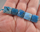 Blue Apatite Faceted Square Beads 10mm C738