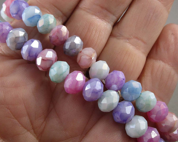 AB Multi Color Faceted Beads 15" Strand 8x6mm (C030)