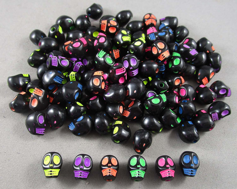 Skull Acrylic Beads Mixed Colors 100pcs (C031)