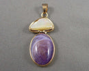 Agate & Mother of Pearl Gemstone Pendant (Vintage) H102-28