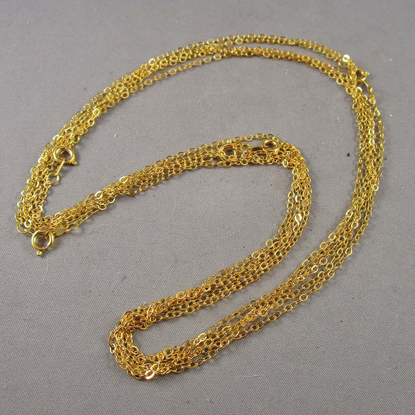 Set of 5 Gold Tone Brass Cable Chain Necklaces 18" (C037)