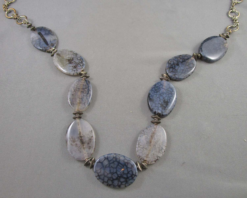 Agate Gemstone Necklace Vintage H082-11