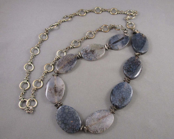 Agate Gemstone Necklace Vintage H082-11