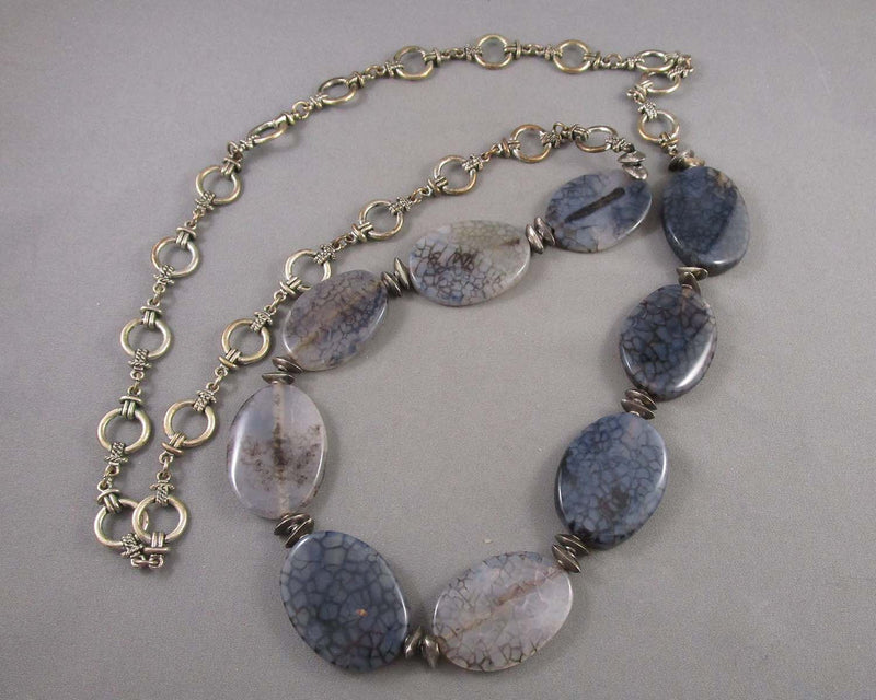 Agate Gemstone Necklace Vintage H082-11