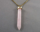 Rose Quartz Gemstone Pendant Necklace (Vintage) H105-12