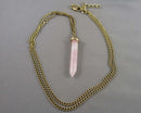 Rose Quartz Gemstone Pendant Necklace (Vintage) H105-12