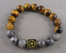 Larvikite & Tiger Eye Gemstone Bracelet (Vintage) H105-13