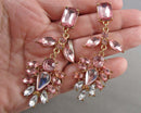 Pretty Pink Rhinestone Earrings (Vintage) H105-14