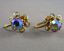 Aurora Borealis Crystal Earrings Screw Back (Vintage) H105-21