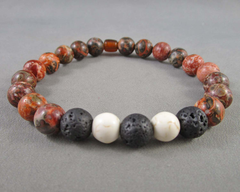 Red Leopard Skin Jasper Bracelet (Vintage) H085-9