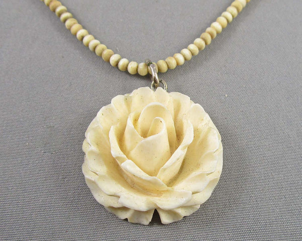 Bone Flower Necklace 1pc (Vintage) H085-17