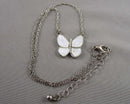 Mother of Pearl Butterfly Pendant Necklace (Vintage) H107-2