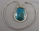 Chrysocolla Gemstone Pendant Necklace (Vintage) H107-7