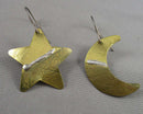 Brass Moon & Star Earrings Vintage H107-9
