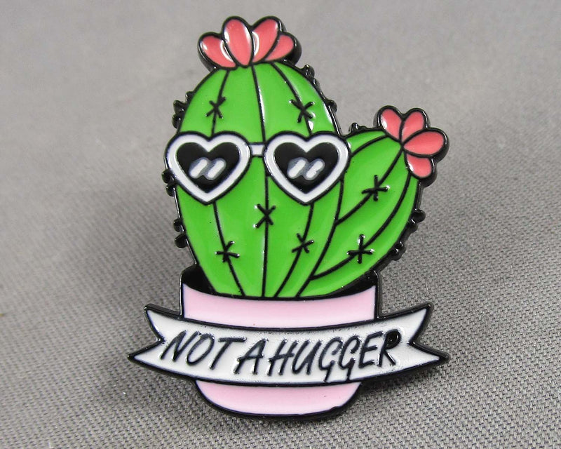 "Not a Hugger" Cactus Enamel Pin 1pc (BIN 62)