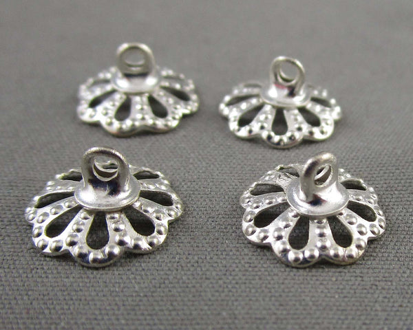 Bell Caps Silver Tone Brass 10pcs C578