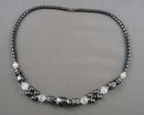 40% OFF!  Hematite & Cats Eye Gemstone Necklace (Vintage) H110-4
