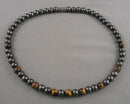 40% OFF!  Hematite & Tiger Eye Gemstone Necklace (Vintage) H110-12