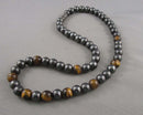 40% OFF!  Hematite & Tiger Eye Gemstone Necklace (Vintage) H110-12