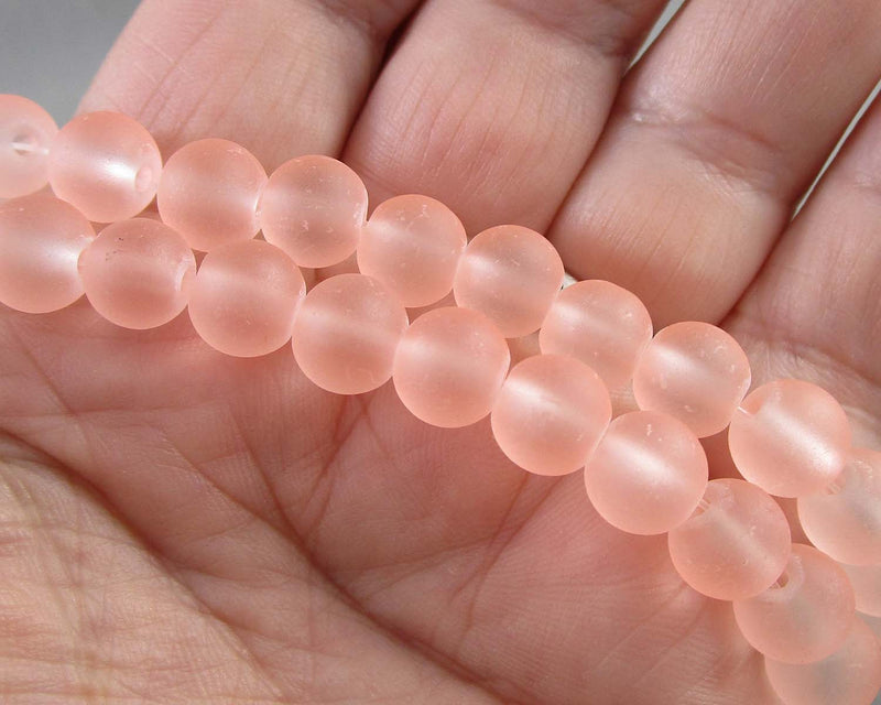 Peach Frosted Glass Beads 31" Strand (various sizes)