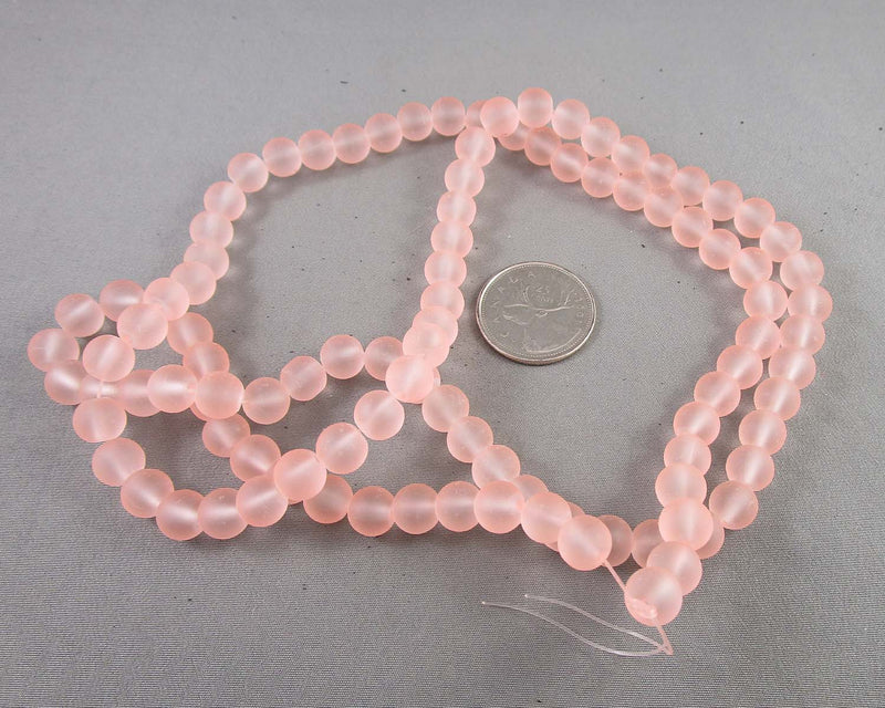 Peach Frosted Glass Beads 31" Strand (various sizes)