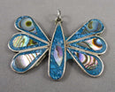 Abalone Shell Butterfly Gemstone Pendant 925 Sterling Silver H111-12