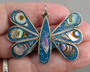 Abalone Shell Butterfly Gemstone Pendant 925 Sterling Silver H111-12