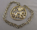 Brass Lion Pendant Necklace (Vintage) H111-25