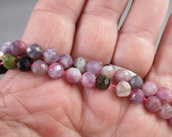 Pink Tourmaline Bead Strand Faceted Various Sizes