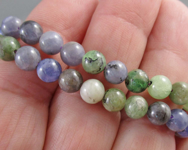 Tanzanite Crystal Round 6mm Beads Green & Purple C417