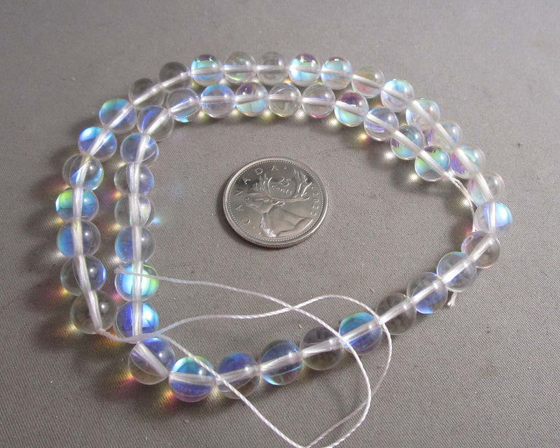 Mermaid Glass Holographic Beads 8mm Clear (C044)