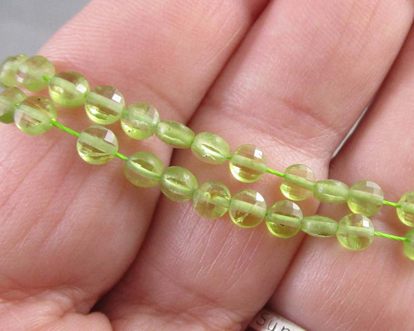 Peridot Beads Faceted Flat Round 4x2.5mm (C416)