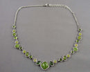 Pretty Green Glass Crystal Necklace (Vintage) H113-17