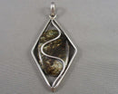VERY RARE!  Brown Seraphinite Pendant 925 Sterling Silver(Vintage) H113-20