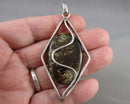 VERY RARE!  Brown Seraphinite Pendant 925 Sterling Silver(Vintage) H113-20