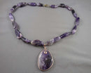 Solid Amethyst Gemstone Pendant Necklace (Vintage) H113-29