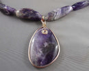 Solid Amethyst Gemstone Pendant Necklace (Vintage) H113-29