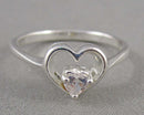 925 Sterling Silver CZ Heart Ring Size 7.75  (Vintage) H113-31