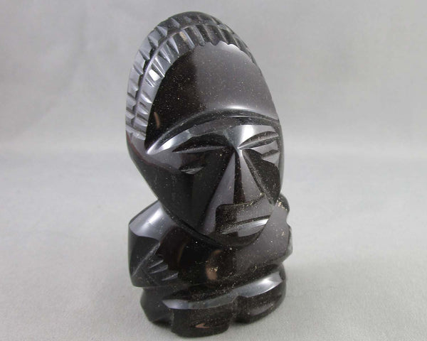 Black Obsidian Aztec Statue (Vintage) 1pc B008-1