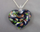 Pretty Heart Shaped Glass Pendant Necklace (Vintage) H115-1