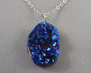 Blue Flame Aura Quartz Pendant Necklace (Vintage) H115-2