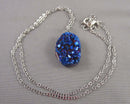 Blue Flame Aura Quartz Pendant Necklace (Vintage) H115-2