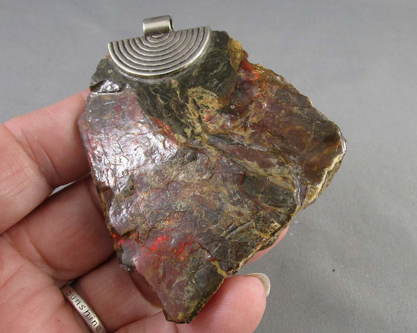 Ammolite Gemstone Pendant 1pc (B038) Vintage