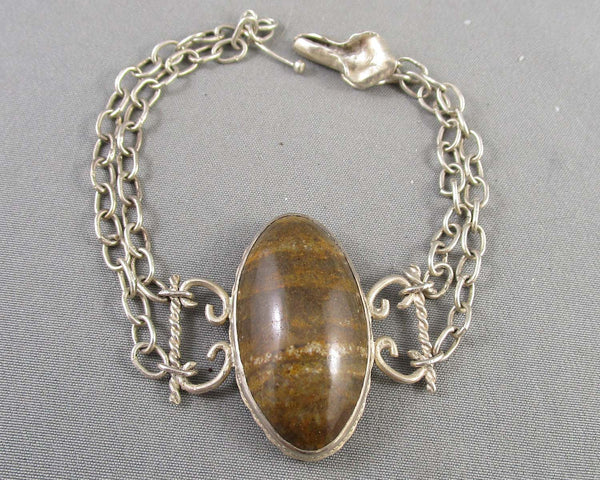 Jasper Gemstone Bracelet (Sterling Silver) Vintage B038-3