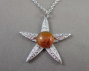 Carnelian Gemstone Star Pendant Necklace (Vintage) H115-12