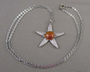 Carnelian Gemstone Star Pendant Necklace (Vintage) H115-12