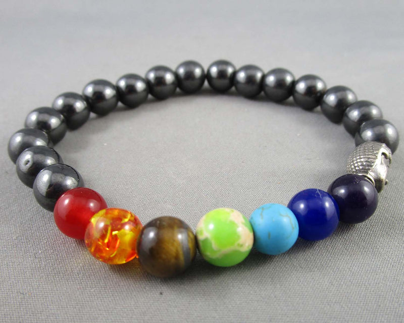 Chakra & Hematite Gemstone Bracelet (Vintage) 1pc H004-6