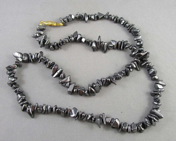 Hematite Gemstone Necklace B038-5 (Vintage)